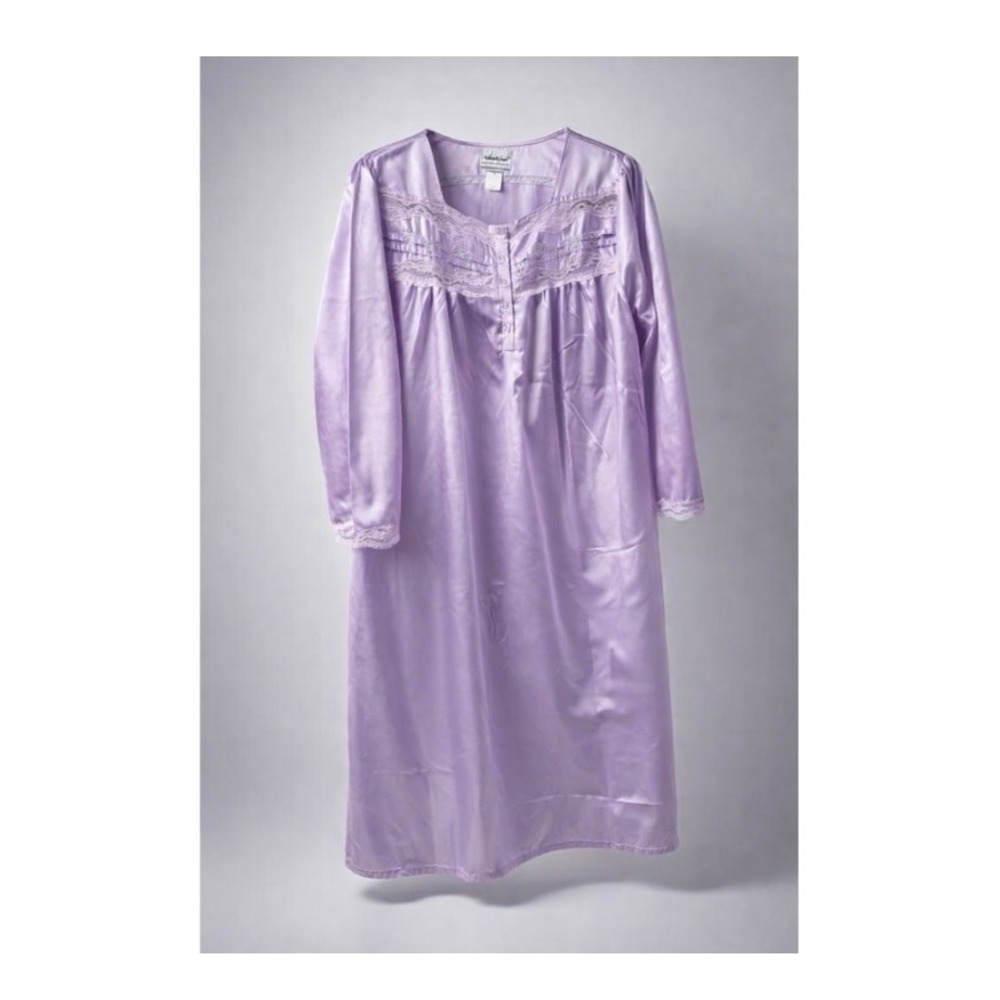 Anthony Richards Purple Satin Nightgown Lace Trim Vintage Retro Y2K M
